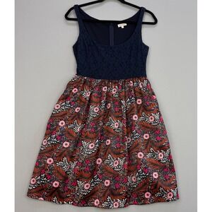Anthroplogie Weston Wear Fit Flare Dress Pockets Lace Floral Botanical  Size 0